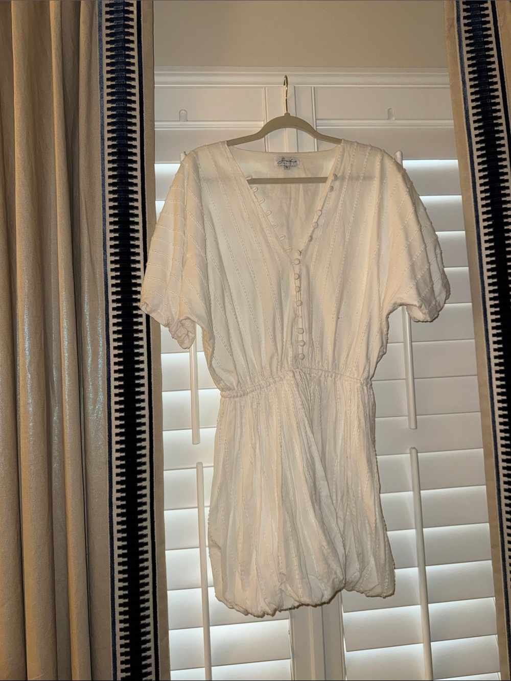 White Button-Front Short Dress